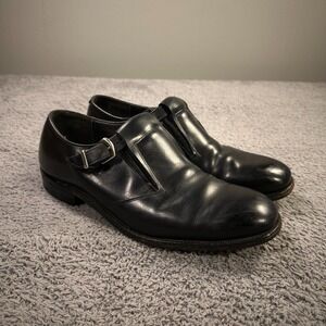 Johnston Murphy Aristocraft Shoes Mens 9 Black Leather Buckle Loafer Plain Toe